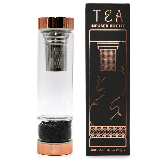 Bouteille infuseur à thés Onyx en verre avec packaging élégant et écologique
