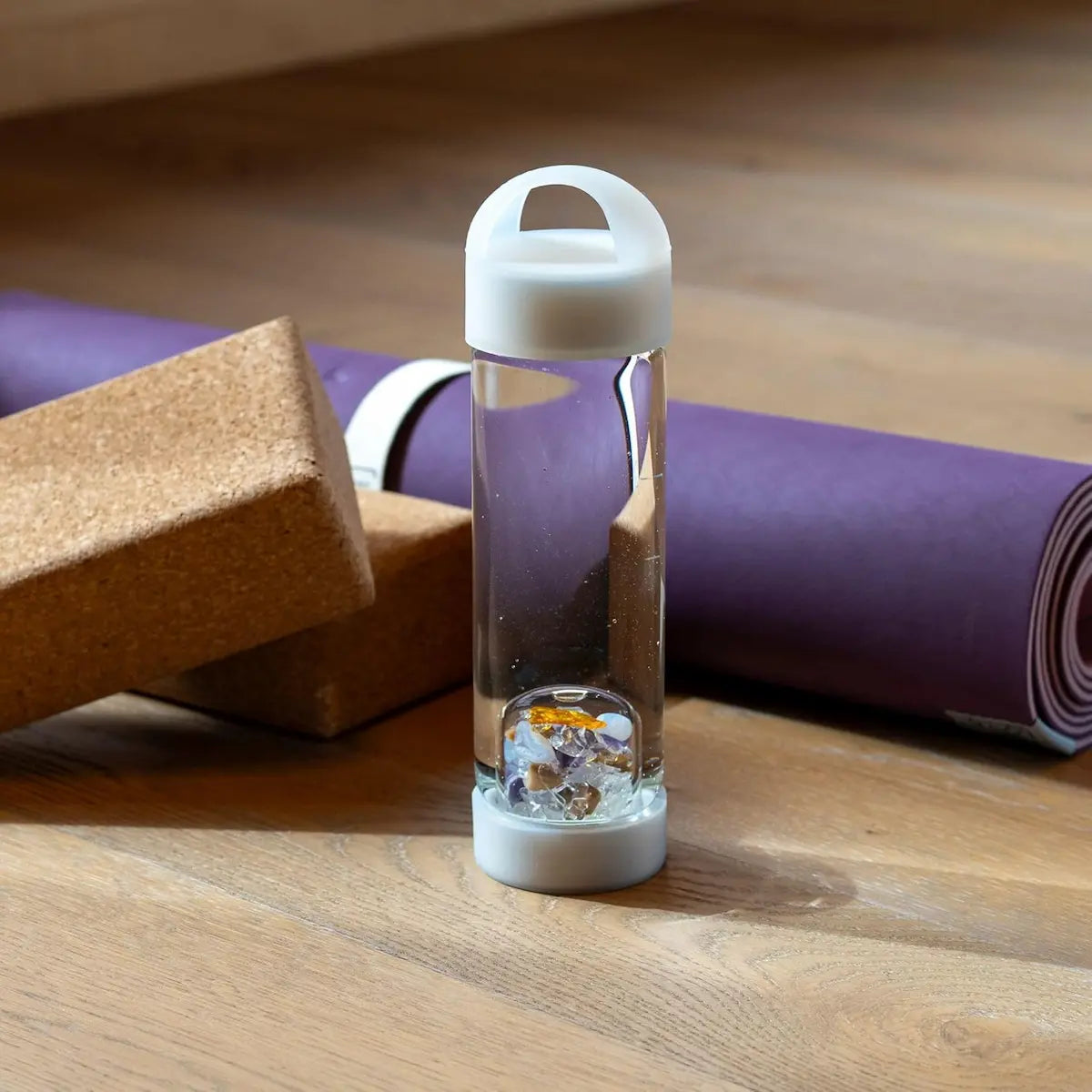Gourde de yoga VitaJuwel Prana Blanche pour vitalisation de l’eau par les gemmes
