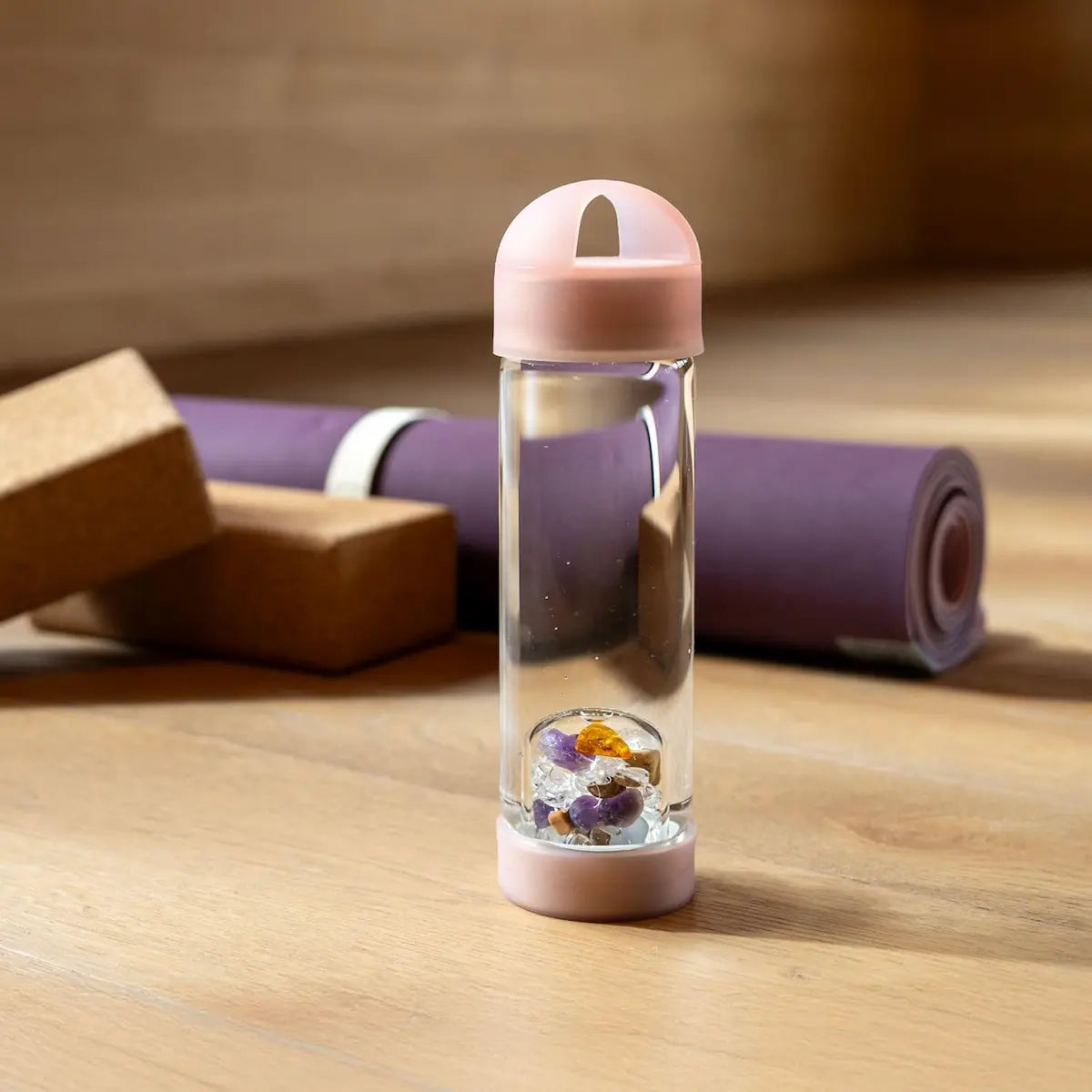 Gourde de yoga VitaJuwel Prana Rose pour vitalisation de l’eau par les gemmes