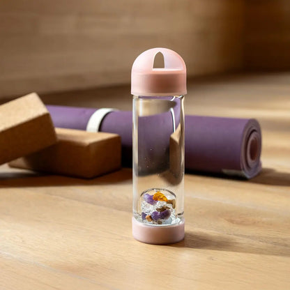 Gourde de yoga VitaJuwel Prana Rose pour vitalisation de l’eau par les gemmes