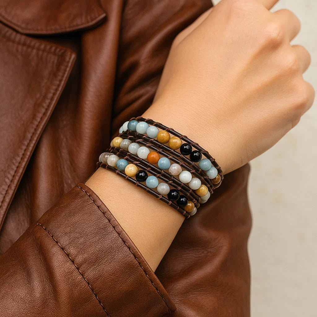 Bracelet En Perles Ovales De Palo Santo - Neuf Avec étiquettes