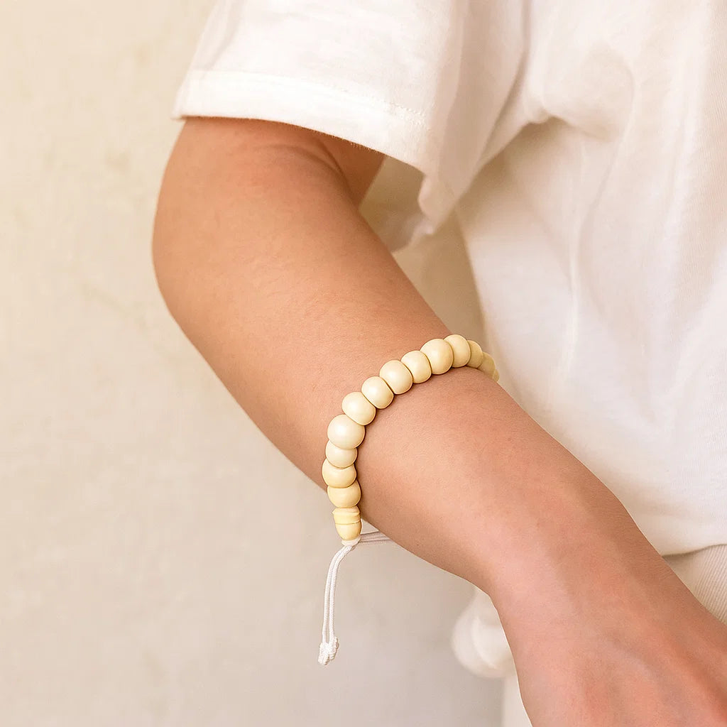 Bracelet Ajustable en Os Blanc | 21 perles