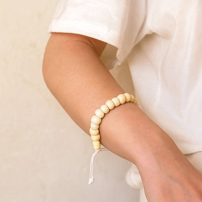 Bracelet Ajustable en Os Blanc | 21 perles