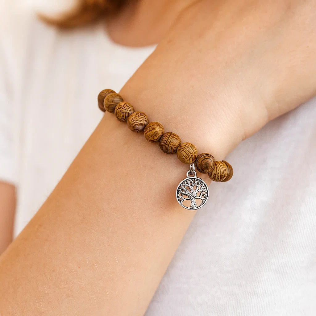 Bracelet Mala Wengé Arbre de Vie 21 perles