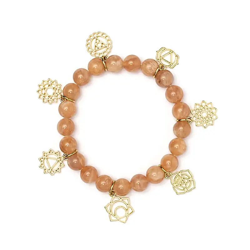 Bracelet énergétique chakras en pierre de soleil idée cadeau bien-être pour harmoniser les énergies