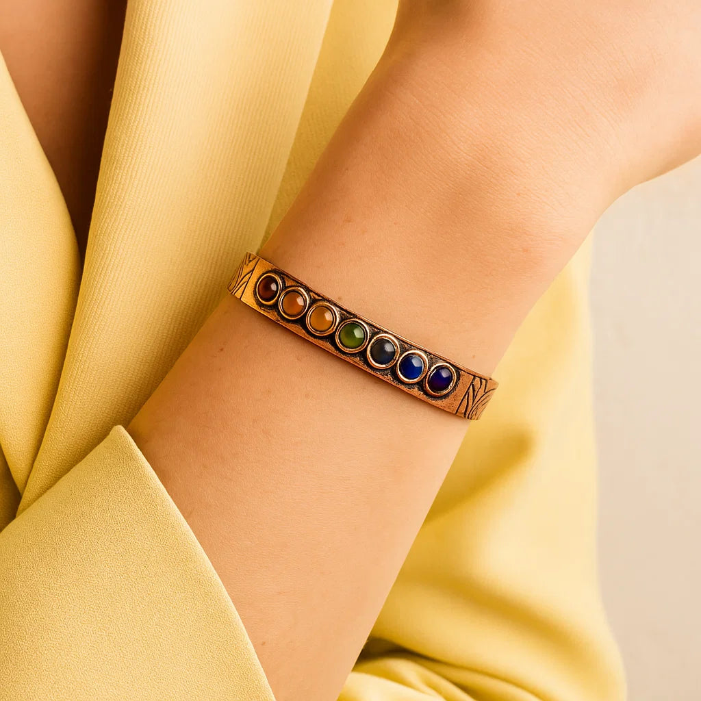 Bracelet en cuivre magnétique - 7 Chakras