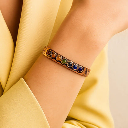 Bracelet en cuivre magnétique - 7 Chakras