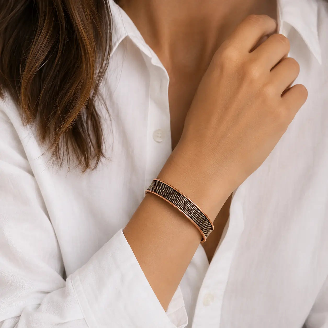 Bracelet en cuivre magnétique - motif corde | Lot de 2