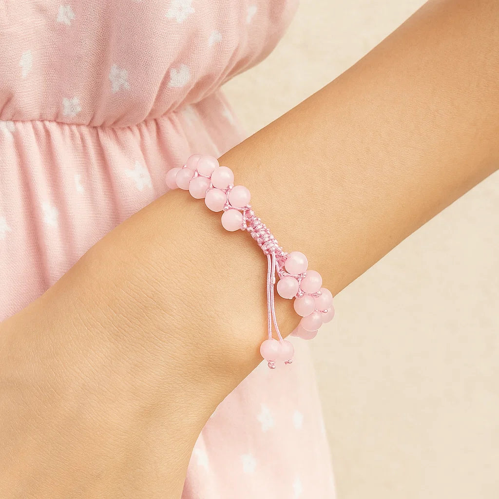 Bracelet en Quartz Rose double rang