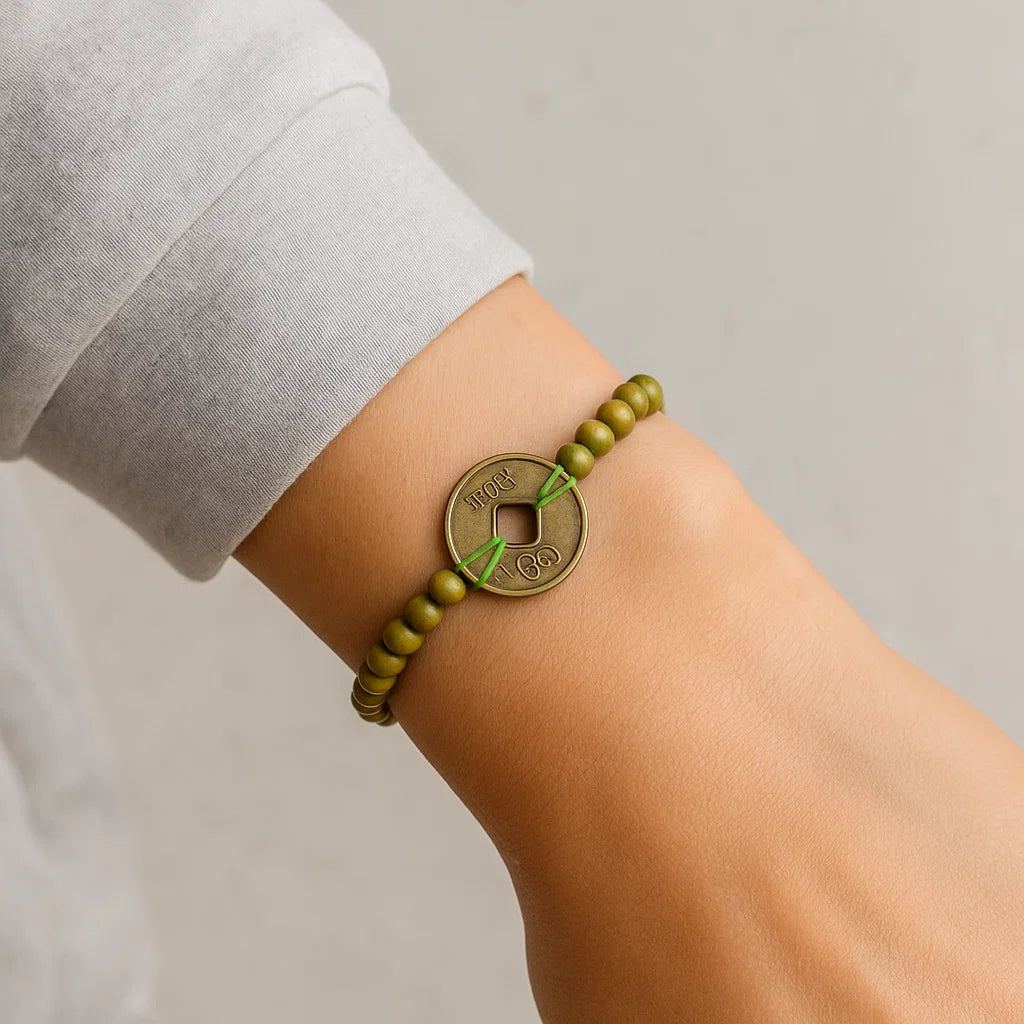 Bracelet Feng Shui - Vert Anis