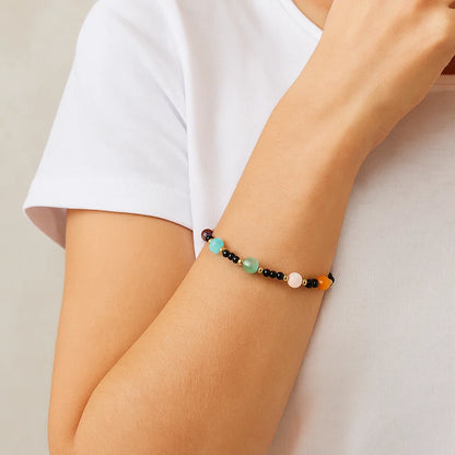 Bracelet pierre de lave avec 7 pierres - 4 mm