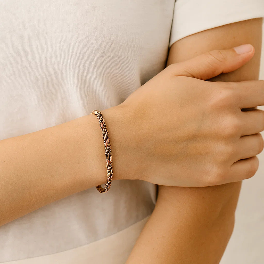 Bracelet torsadé couleur bronze et doré - triple torsade