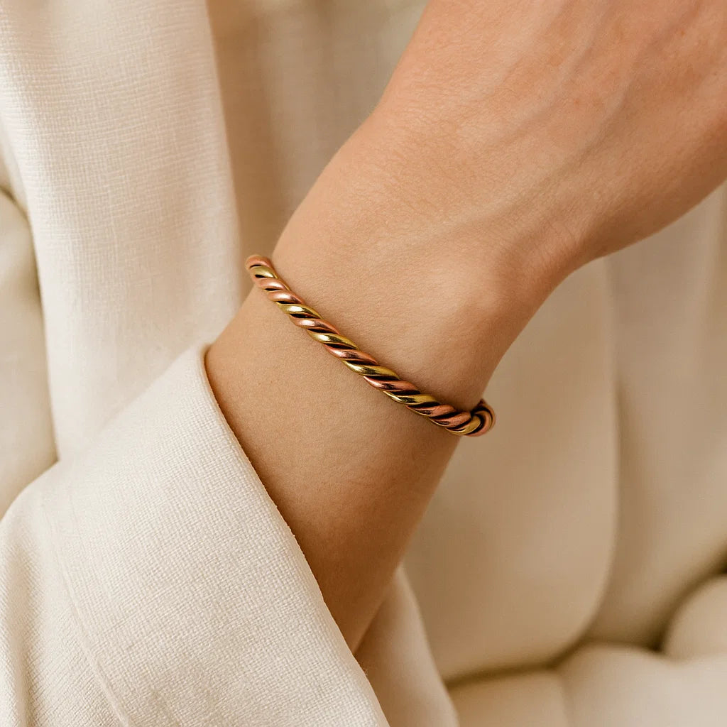 Bracelet torsadé couleur bronze &amp; doré