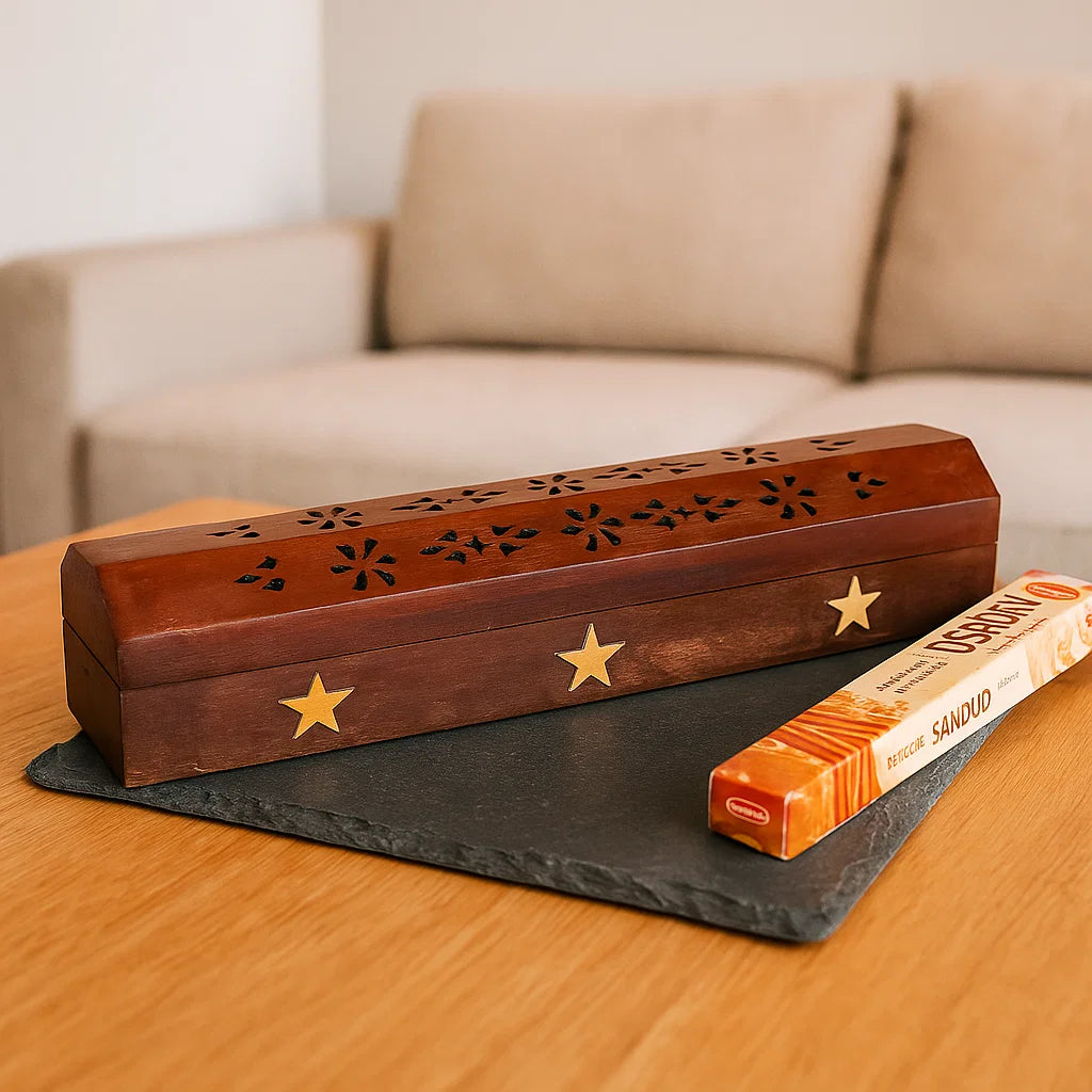 Boîte brûle encens en bois | 30 cm