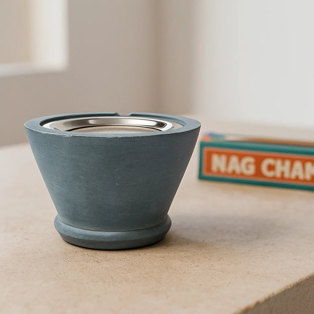 Brûleur encens en stéatite - Evasé gris