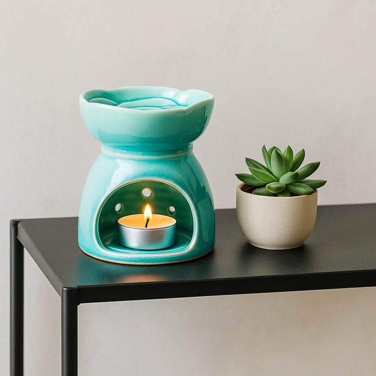 Brûle-parfum céramique turquoise Arbre de Vie