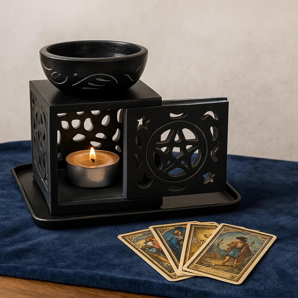 Brûle parfum carré en stéatite Pentacle