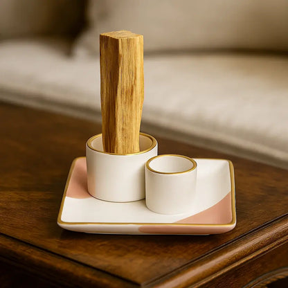 Brûleur en céramique Palo Santo, smudge et encens | Rose &amp; Or