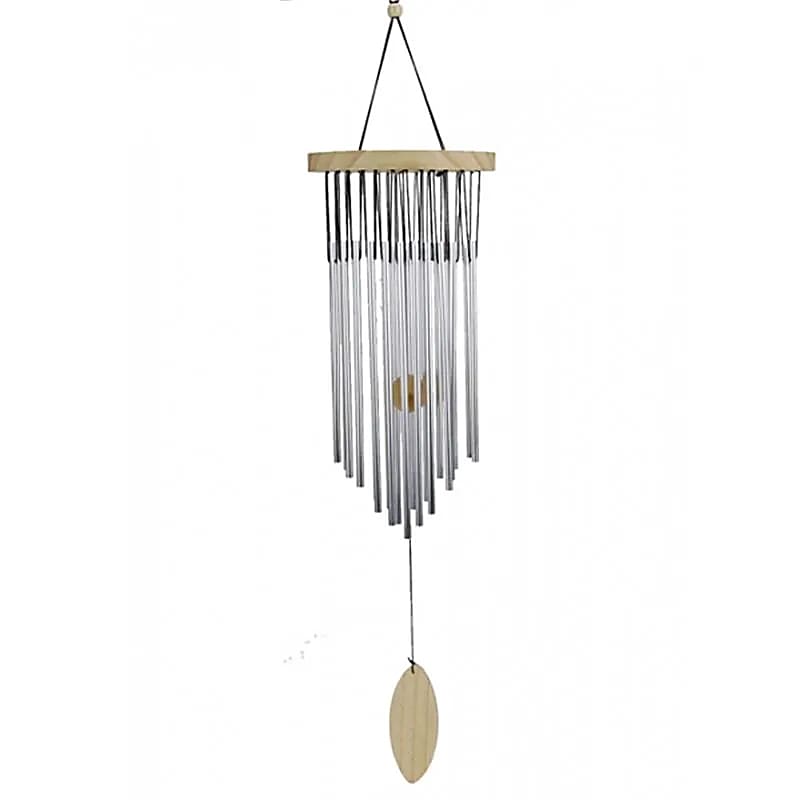 Carillon à vent en bois et aluminium 22 tubes – décoration zen et musicale 25 cm