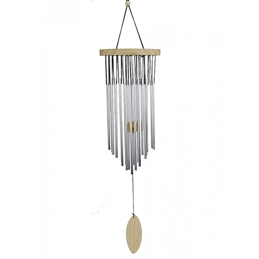 Carillon à vent en bois et aluminium 22 tubes – décoration zen et musicale 25 cm