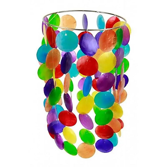 Carillon à vent multicolore en coquillage Capiz, grand format 20 x 35 cm, décoration zen et sonore Astroya
