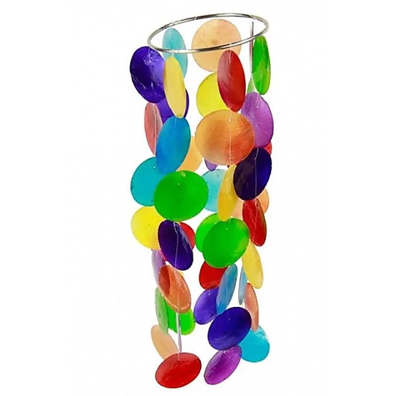 Carillon à vent multicolore en coquillage Capiz, petit format 10 x 35 cm, décoration zen et écoresponsable Astroya