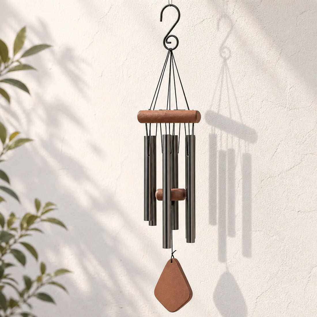 Carillon à vent 6 tubes alu et bois - 50 cm