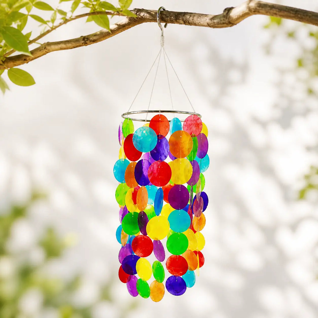 Carillon à vent multicolore Capiz grand - 20 x 35 cm