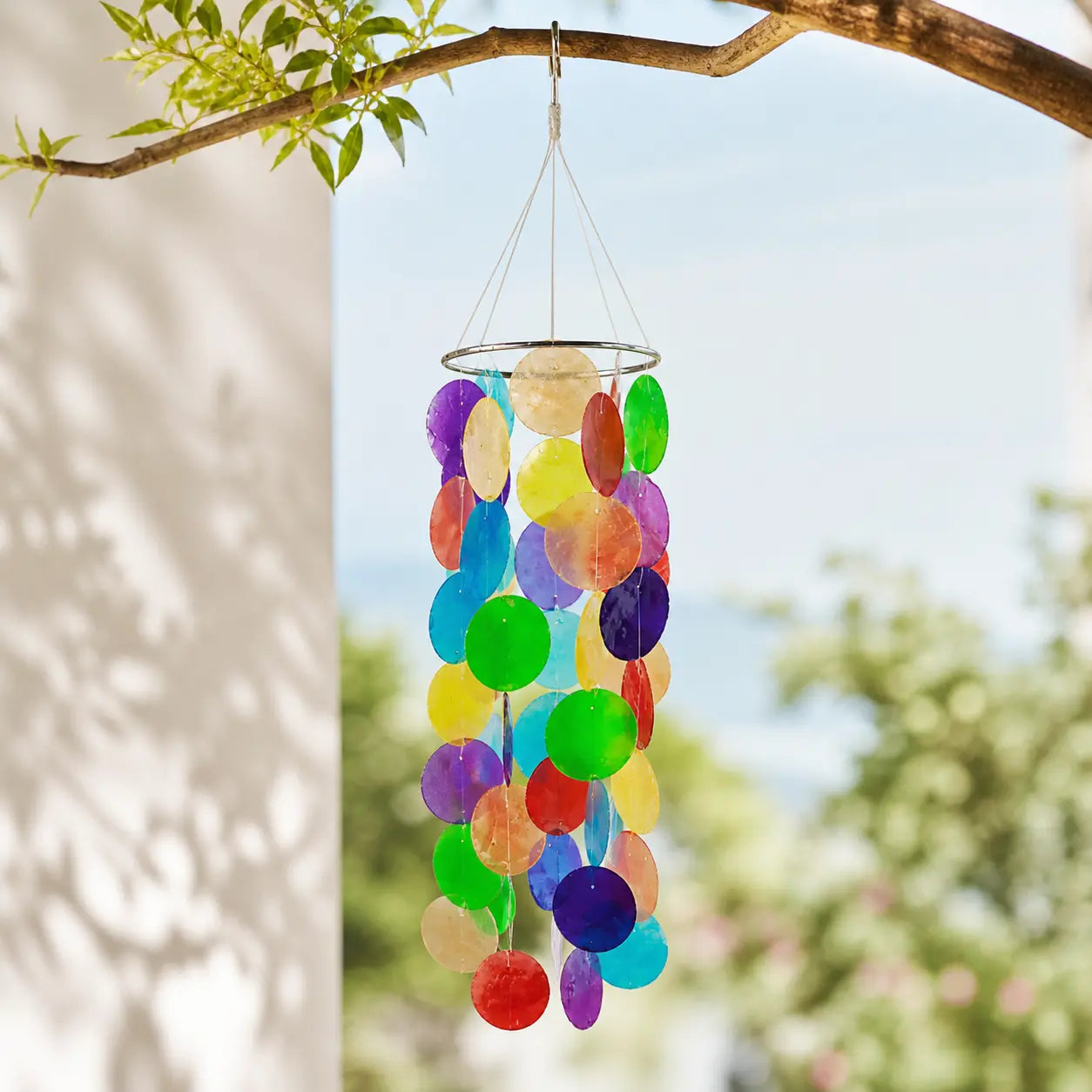 Carillon à vent multicolore Capiz petit - 10 x 35 cm