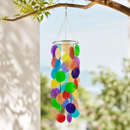 Carillon à vent multicolore Capiz petit - 10 x 35 cm