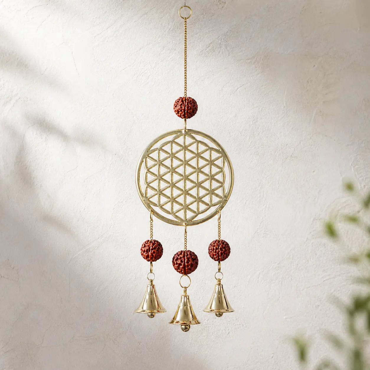 Carillon à vent Fleur de Vie avec rudraksha - 27 cm