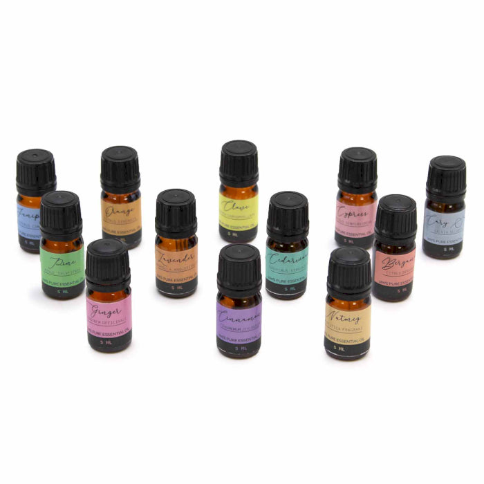 Coffret bien-être Automne contenant 12 huiles essentielles naturelles pour l’aromathérapie