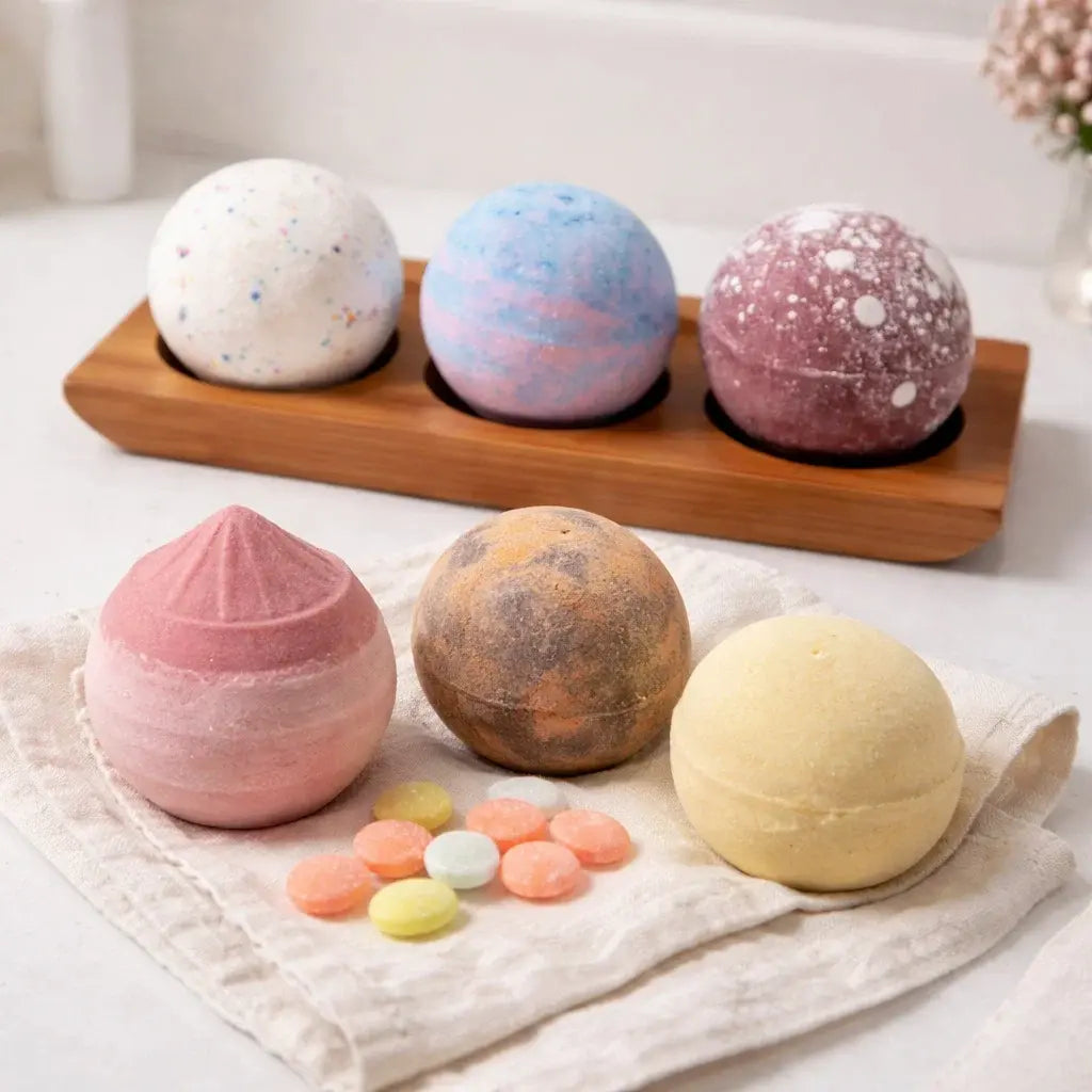 Cadeau Bien-Être – 6 Bombes de Bain &amp; Accessoire | Gourmandises