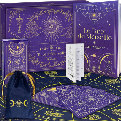 Coffret d'initiation Tarot de Marseille 78 lames avec guide p&eacute;dagogique