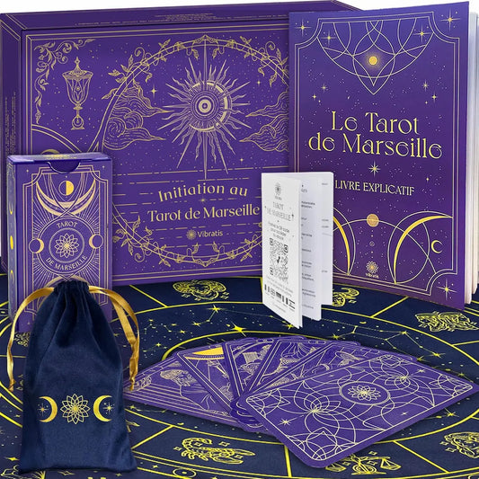 Coffret initiation Tarot de Marseille avec jeu de cartes et guide