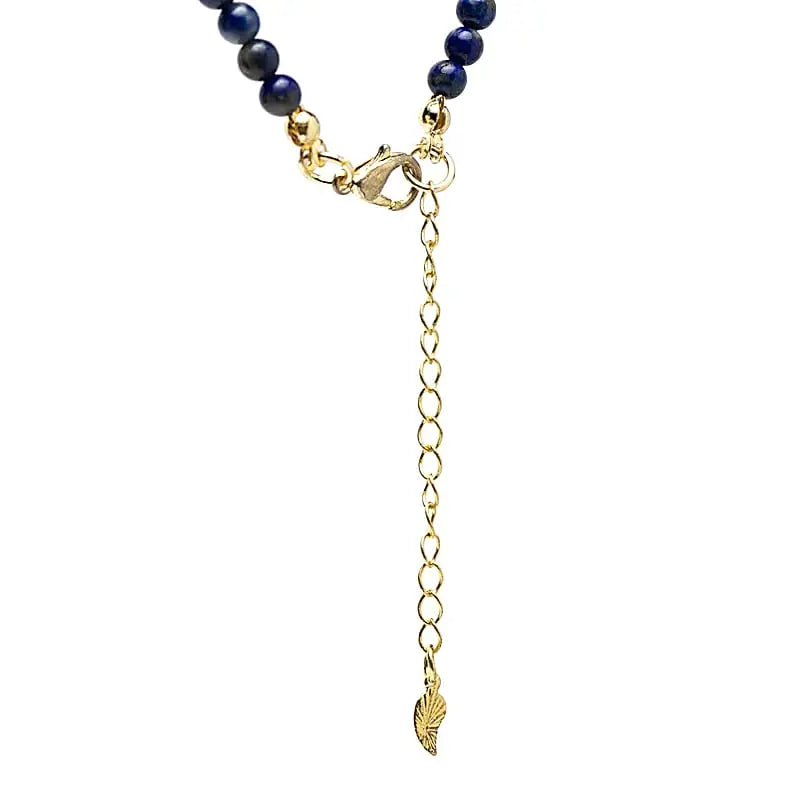Collier lapis-lazuli et lune 37 cm, collier spirituel en pierre naturelle pour clarté mentale