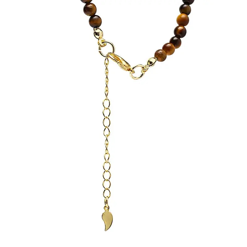 Collier pierre œil de tigre et lune 37 cm, bijou spirituel pour force intérieure