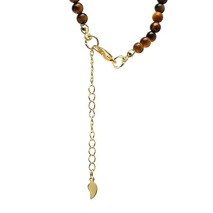 Collier pierre œil de tigre et lune 37 cm, bijou spirituel pour force intérieure