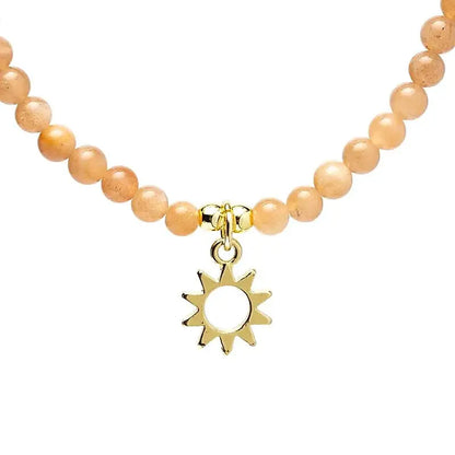 Collier ajustable en pierre de soleil avec pendentif soleil 37 cm, bijou énergisant et lumineux