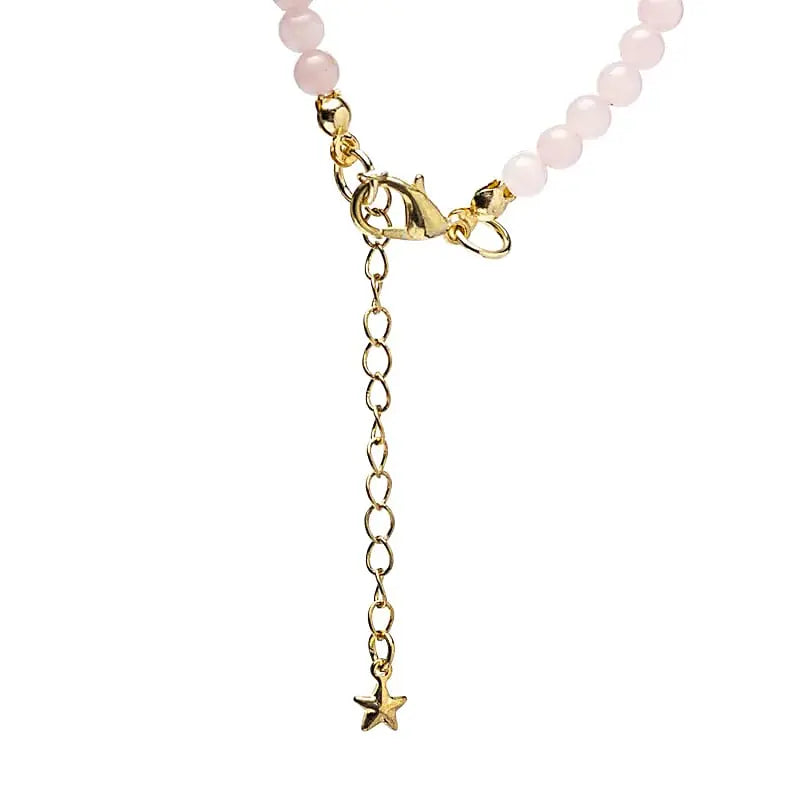 Collier quartz rose et étoile 37 cm, collier féminin en pierre naturelle pour apaisement
