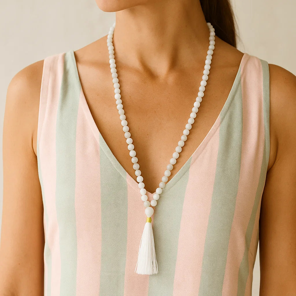 Mala Pierre de Lune Blanc | 108 perles