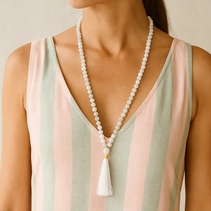 Mala Pierre de Lune Blanc | 108 perles