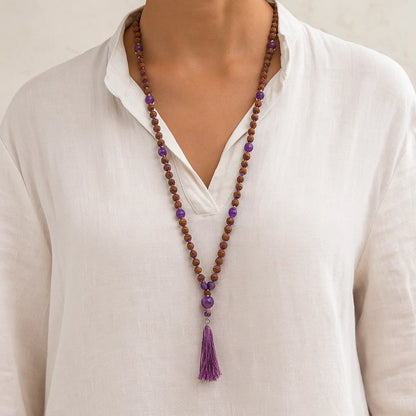 Mala Rudraksha &amp; Améthyste Violet | 108 perles