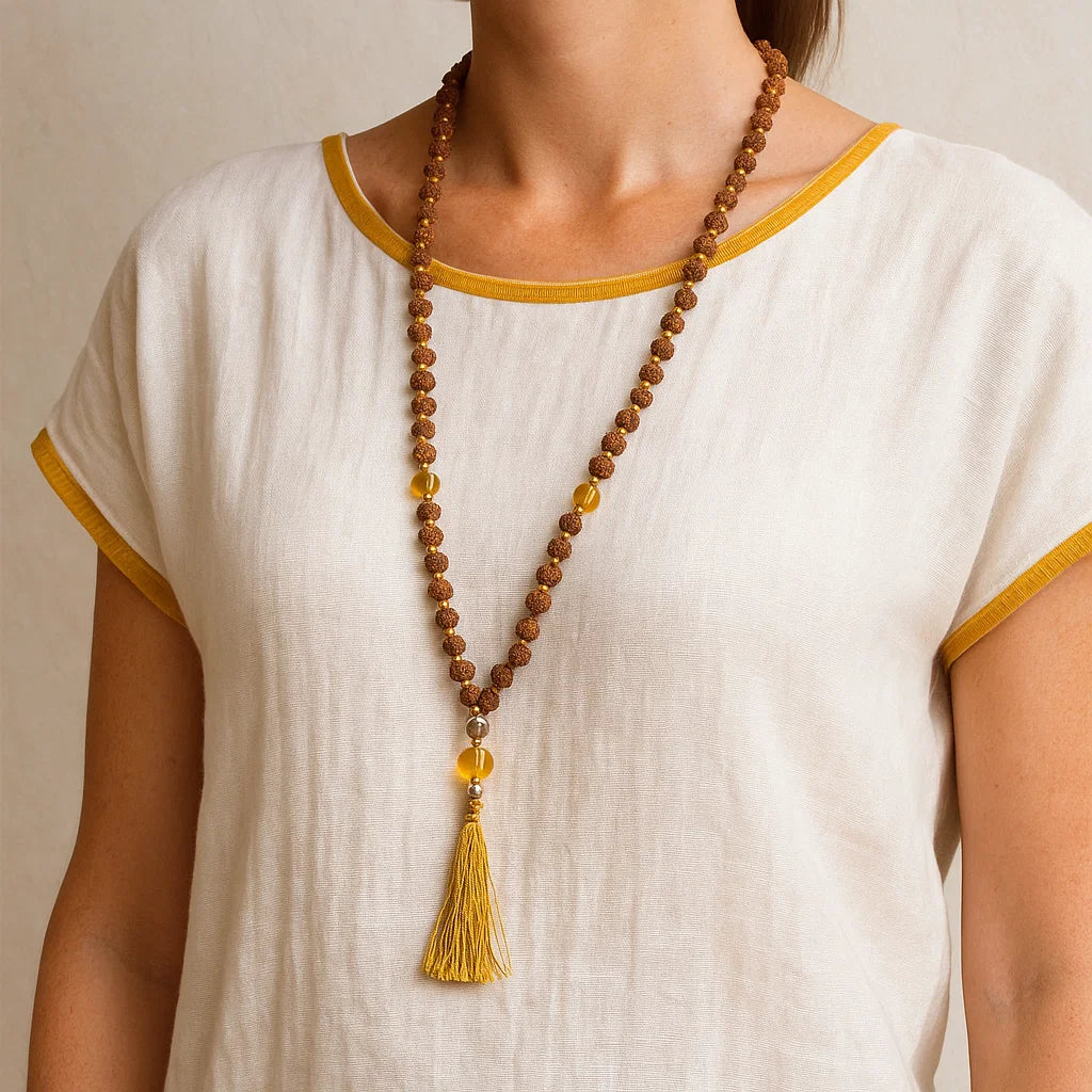 Mala Rudraksha &amp; Citrine | 108 perles