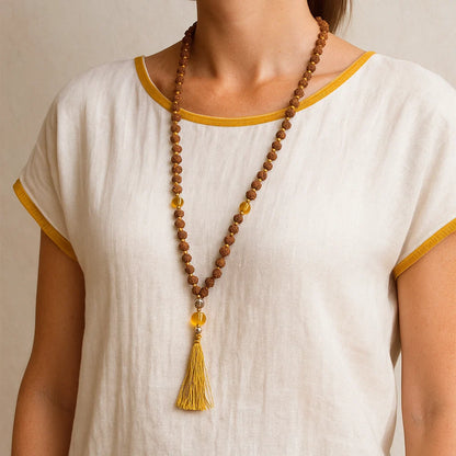 Mala Rudraksha &amp; Citrine | 108 perles