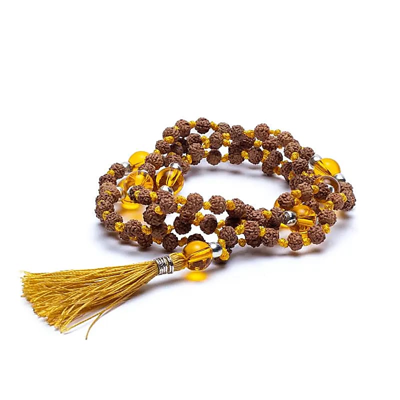 Mala Rudraksha &amp; Citrine | 108 perles
