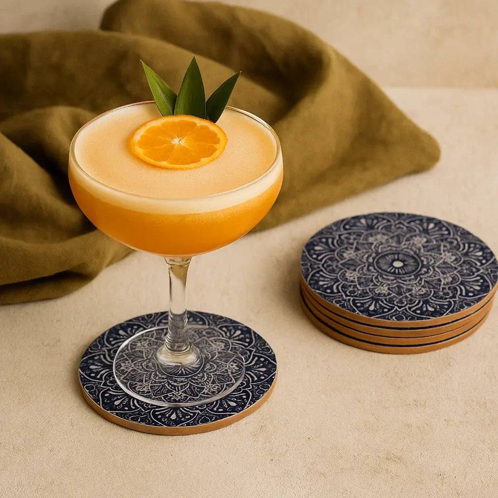 Sous-verre Mandala bleu foncé