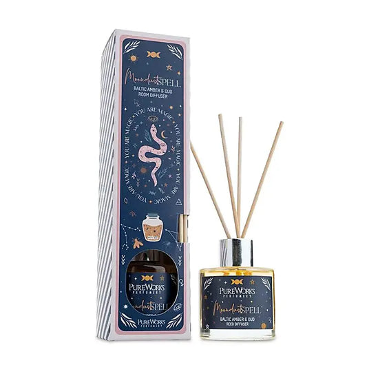Diffuseur de parfum Poussières de Lune petit format avec packaging – Ambre Baltique & Oudh