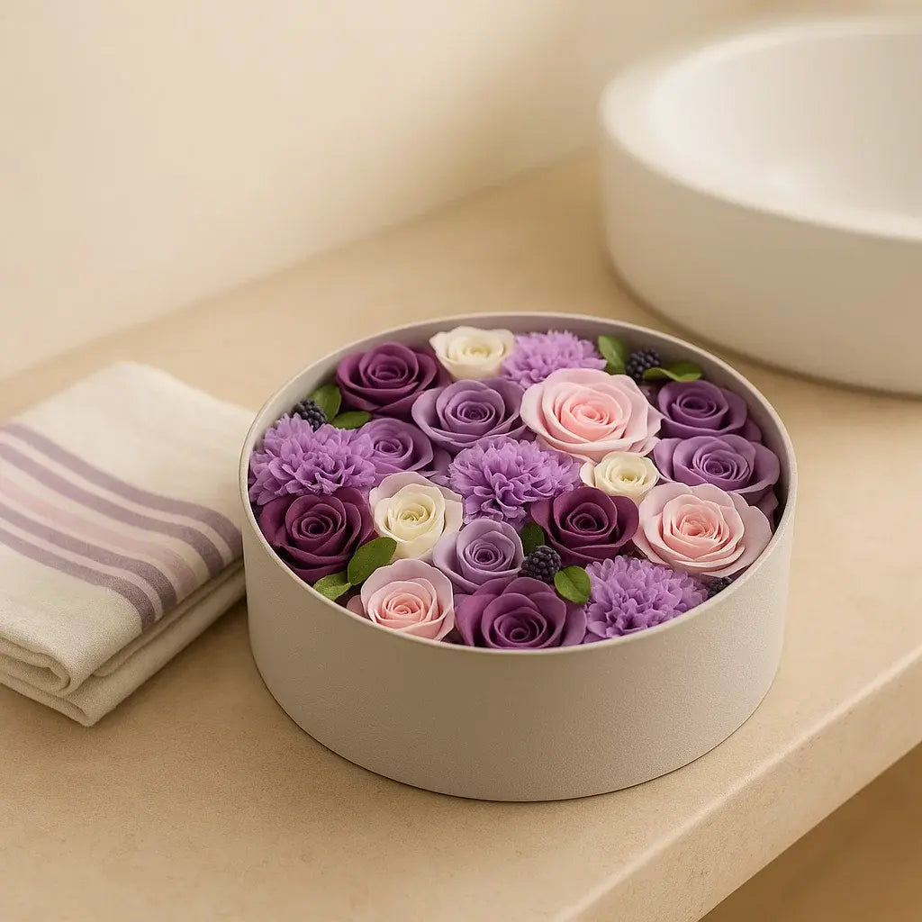 Fleurs de savon - boîte ronde