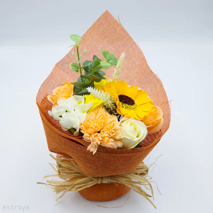 Zoom sur le bouquet de Fleurs de savon  orange
